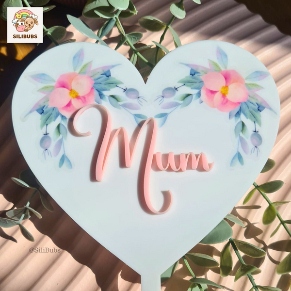 2in1 Floral Heart Topper & Sign