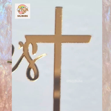 Floating Christening or Baptism with Cross Cake Topper (2 words)