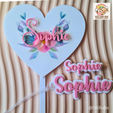 2in1 Floral Heart Topper Transformed as a Keepsake Sign